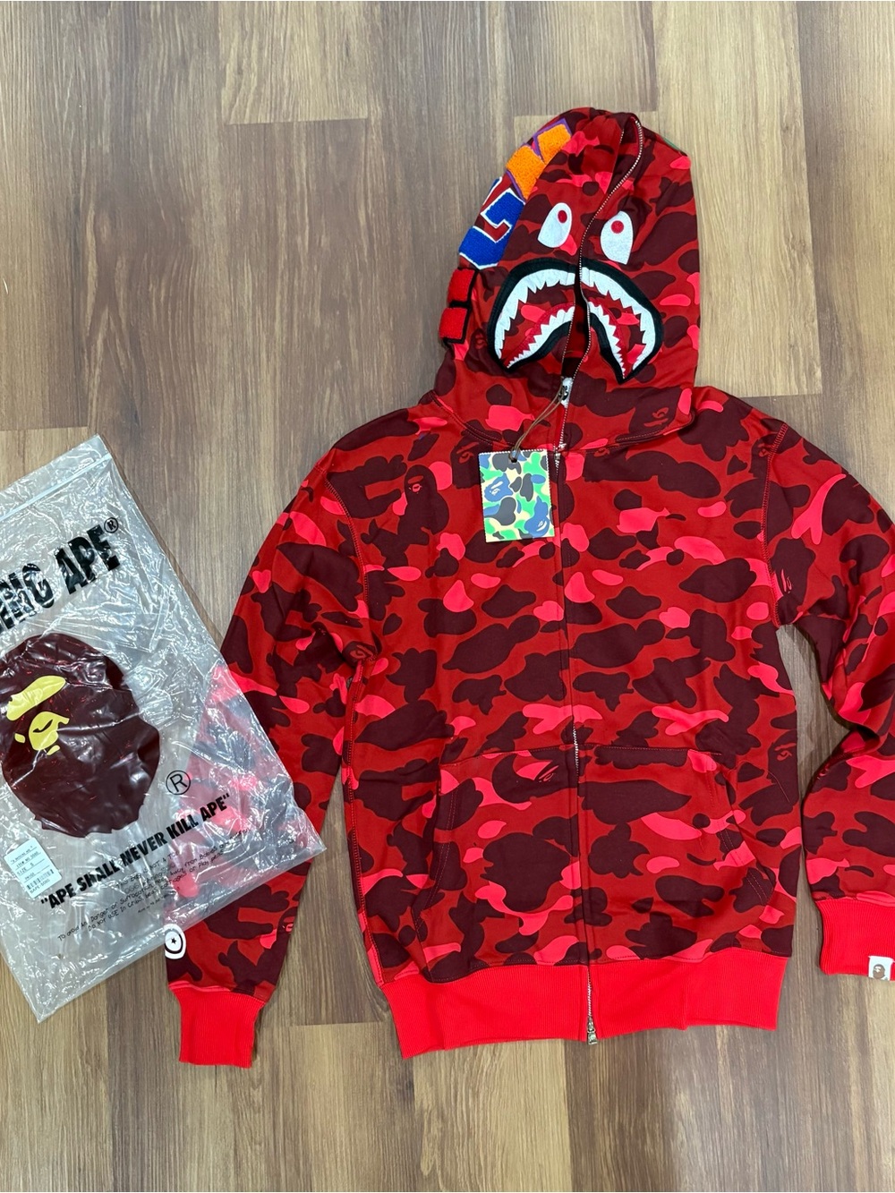 Bape Red Camo Shark Full-Zip Hoodie